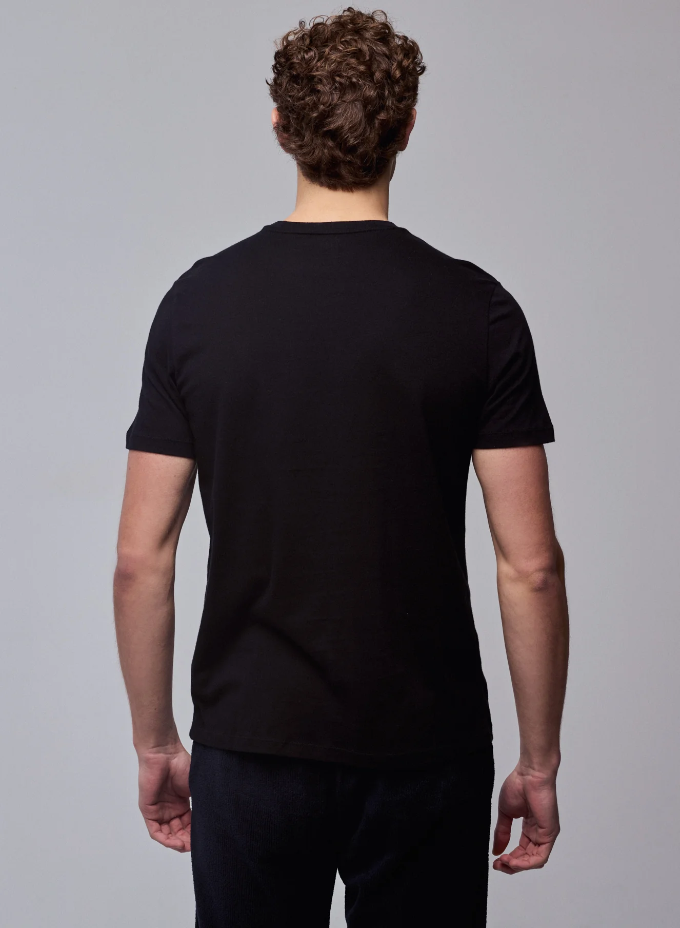 T-shirt Noir Julien Col Rond Manches Courtes en Deluxe Coton - Image 4