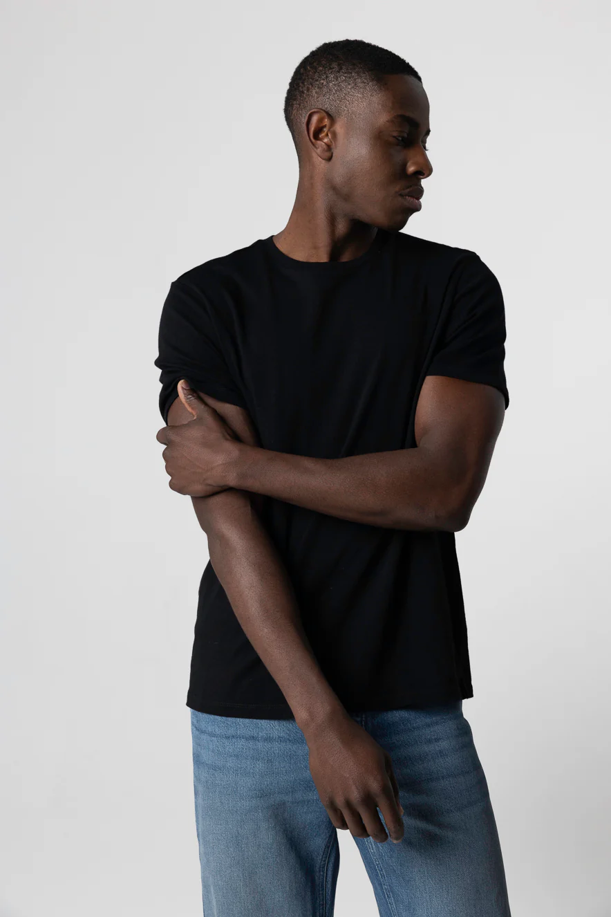 T-shirt Noir Patrice Col Rond Manches Courtes en Coton - Image 4