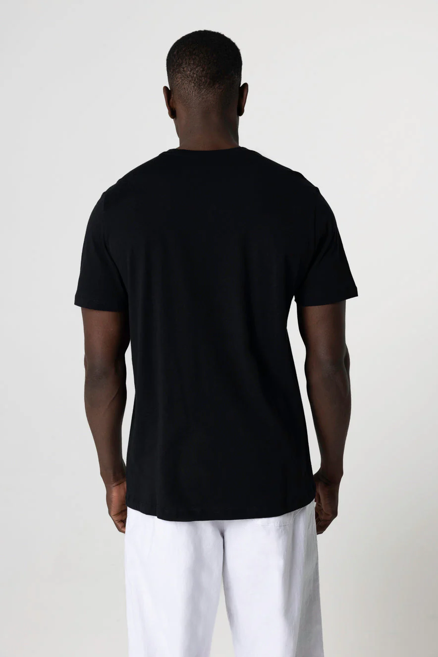 T-shirt Noir Paul Col V Manches Courtes en Coton - Image 4