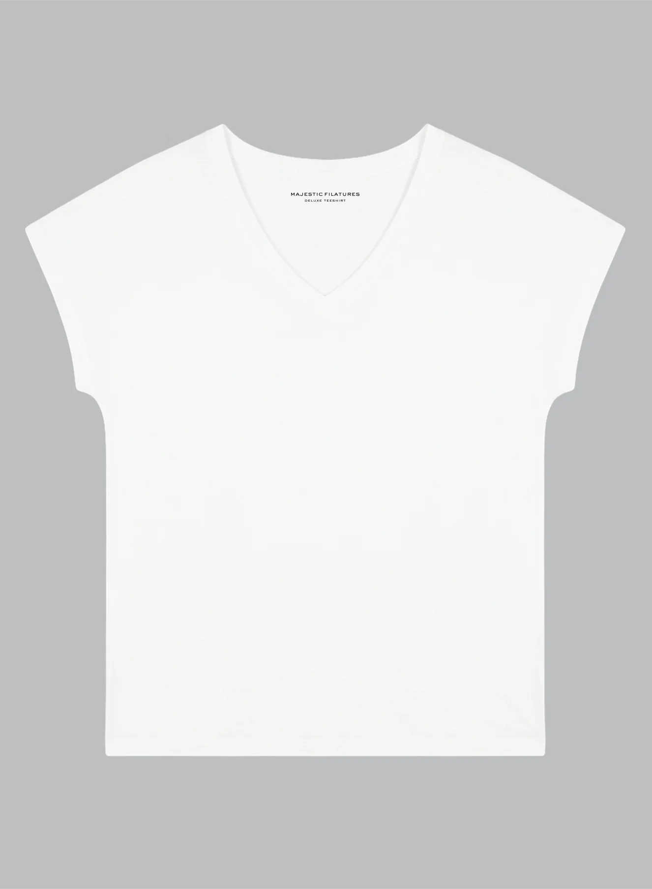 T-shirt Blanc Manches Courtes Col V en Viscose / Élasthanne - Image 10